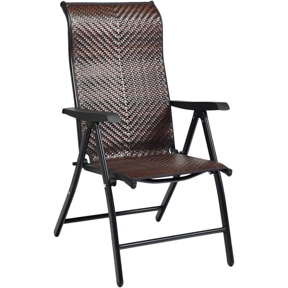 Costway Foldable Rattan Reclining Chair with Widened Armrest Image 2