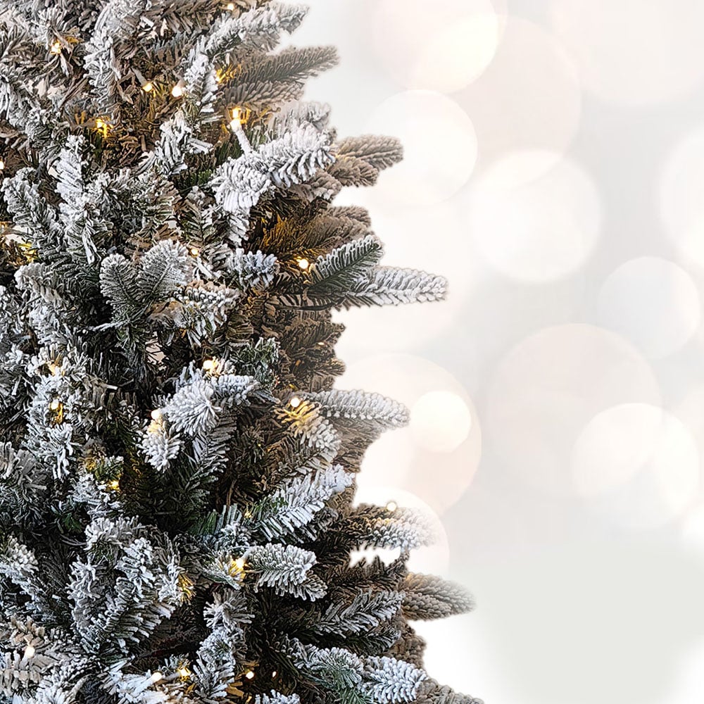 Noel Square Warm White LED Pre-Lit White Frosted Artificial Xmas Tree 5.9ft Image 3