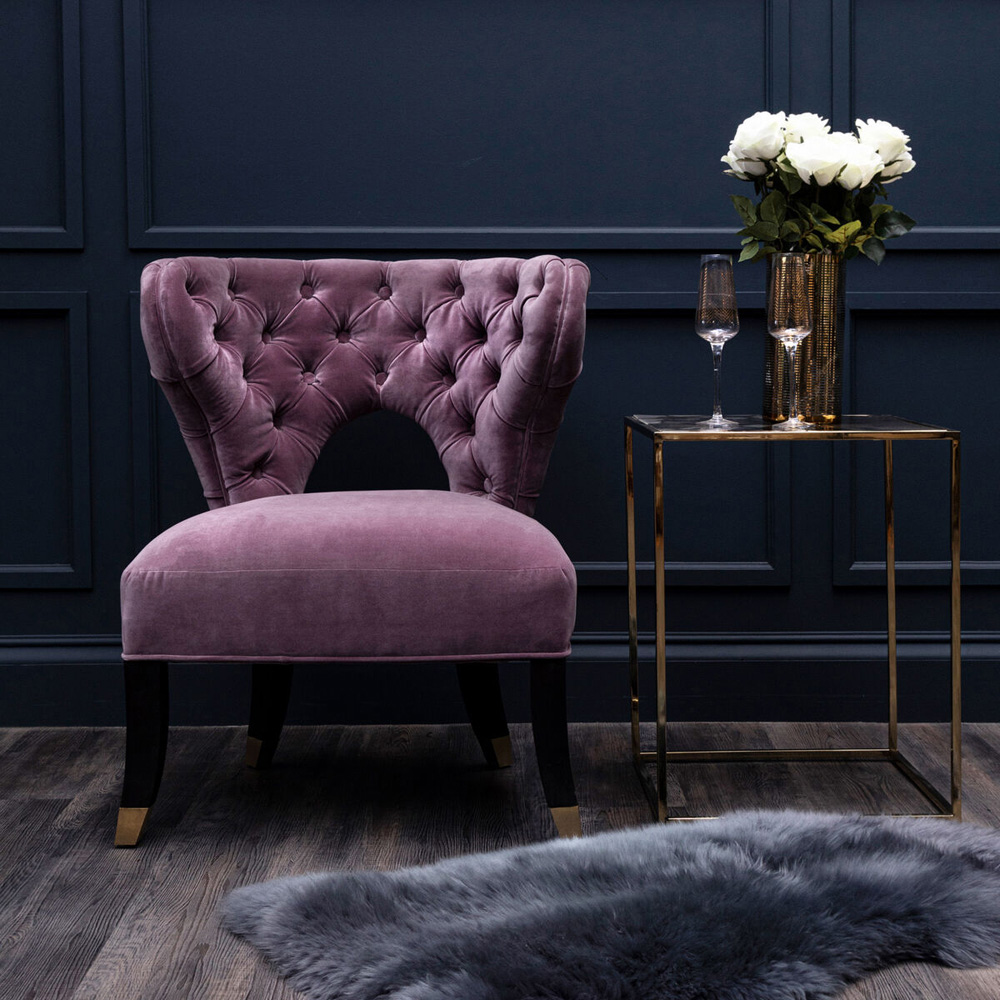 Premier Housewares Villi Lilac Velvet Accent Chair Image 6
