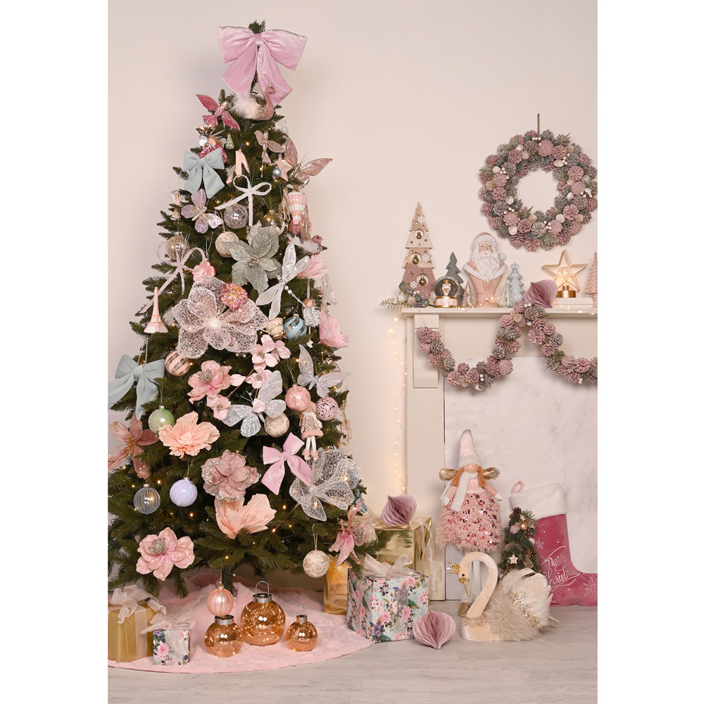 The Seasonal Gift Co. Blush Pink Foliage Garland with Rose Gold Pinecones 120cm Image 5