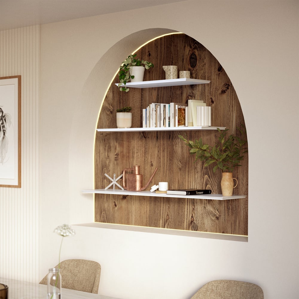 Homebase 60cm Bevelled White Shelf Image 2