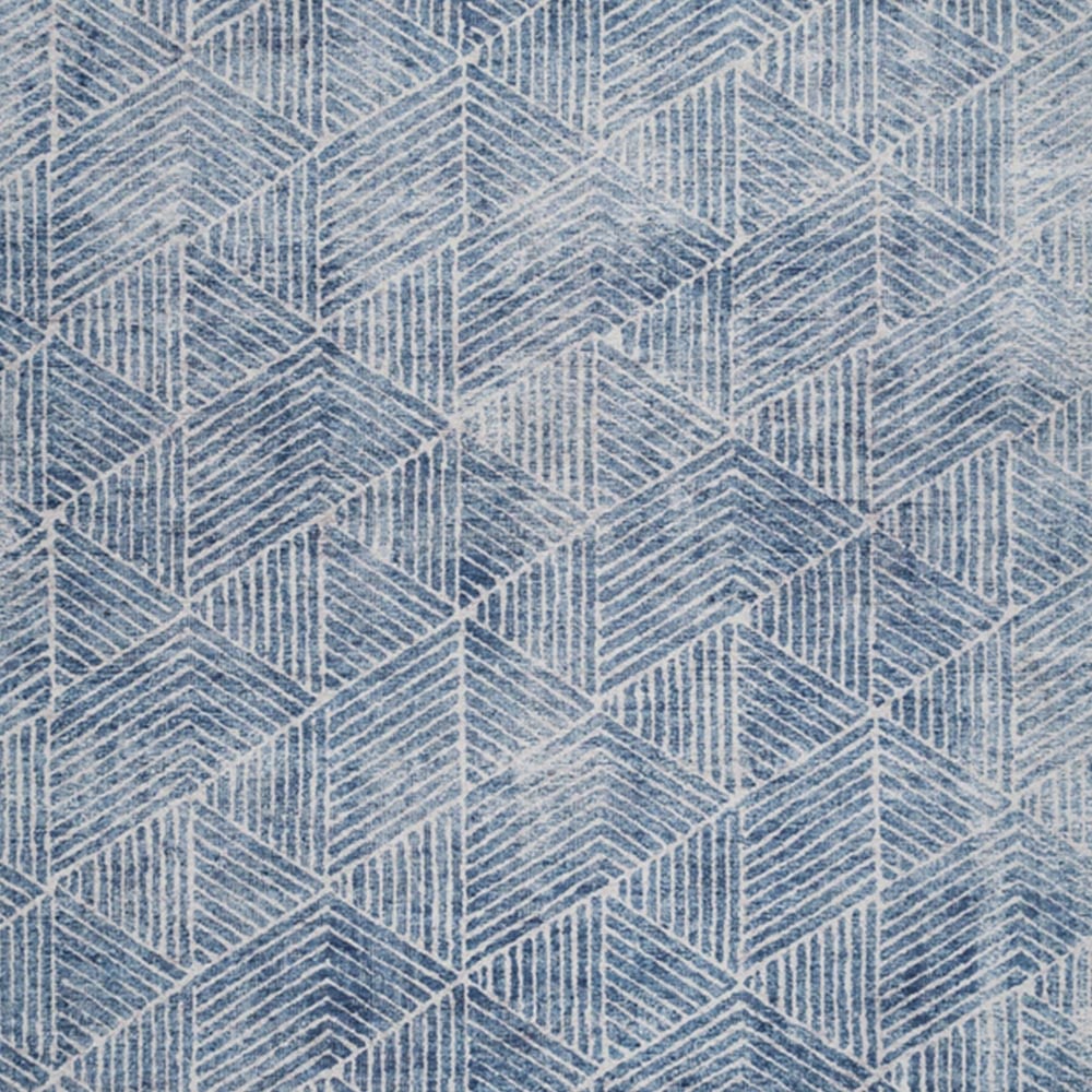 Kukoon Geometric Distressed Denim Blue Washable Rug 120 x 170cm Image 3