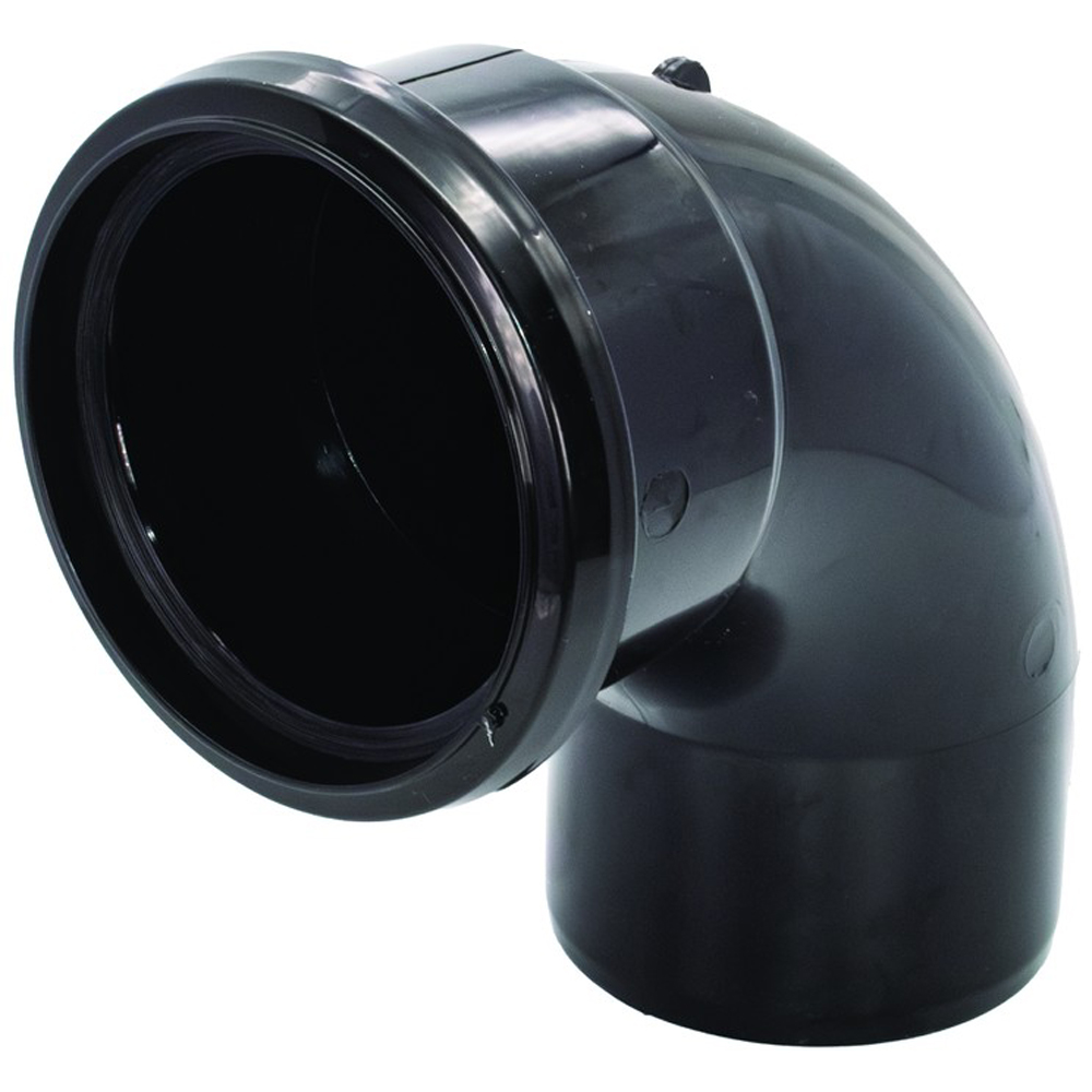 FloPlast Ring Seal 92.5 Degree Single Socket Soil Bend Black 110mm Image 1
