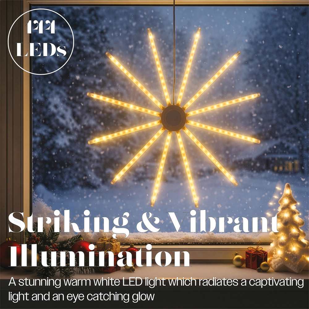 Xmas Haus 144 Warm White LED Hanging Windmill Meteor Light Christmas Decoration 60cm Image 6