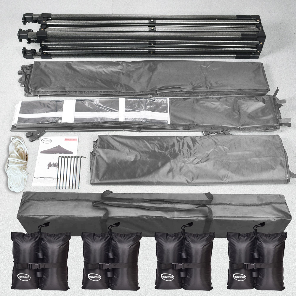 Maximus Grey Pop Up Outdoor Gazebo with Removable Sides 3 x 3m Image 7