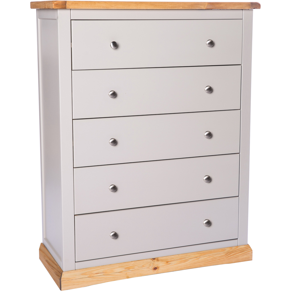 Cabinet Bits Bomporto 5 Drawer Grey Chrome Knob Chest of Drawers Image 3