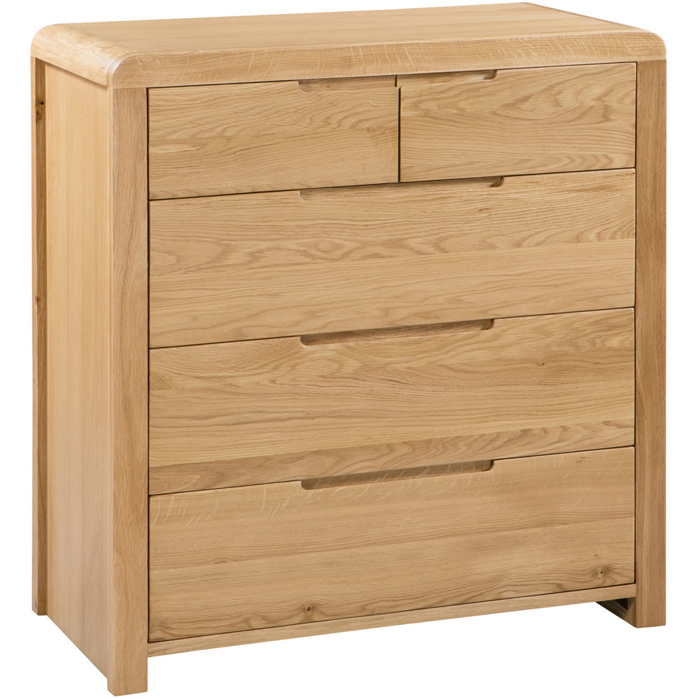 Julian Bowen Curve 5 Drawer Oak Chest of Drawers Image 2