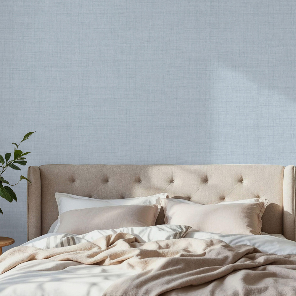 Fine Décor Fern Texture Fabric Effect Blue Wallpaper Image 4