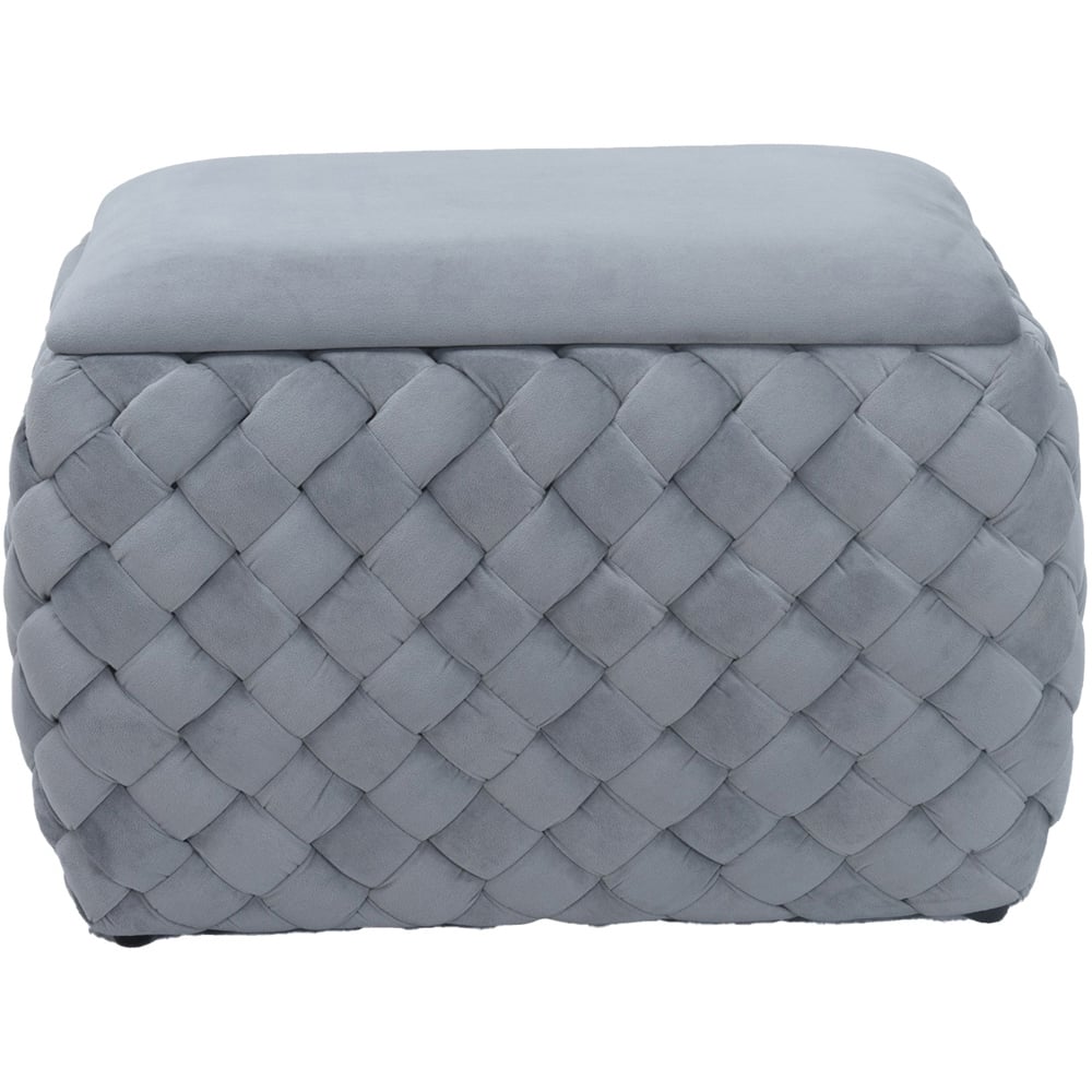 Artemis Home Plumeo Grey Velvet Storage Ottoman Image 2