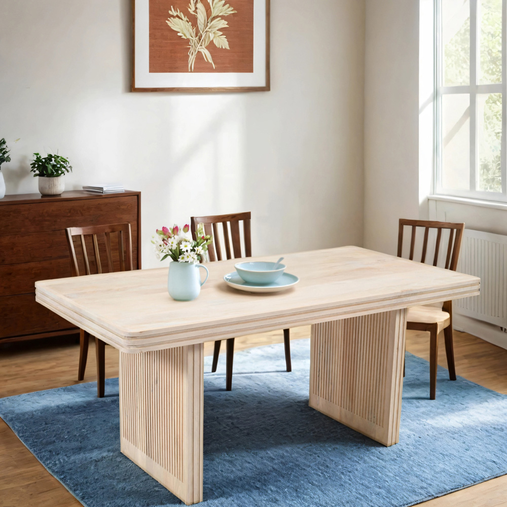 Brooklyn Hudson 6 Seater Carved Mango Wood Dining Table Image 7