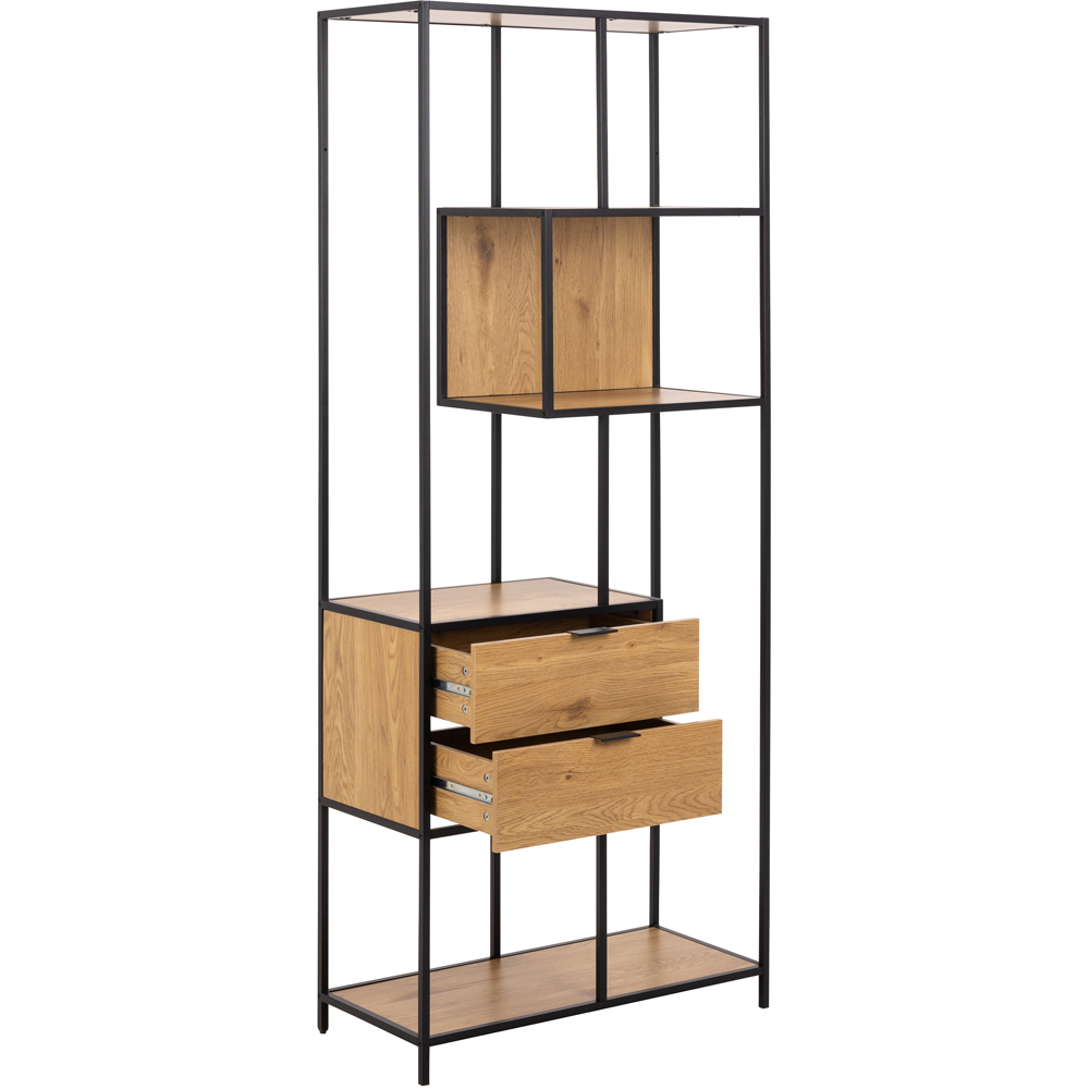 Florence Seaford 2 Drawer 4 Shelf Wild Oak Metal Bookcase Image 5