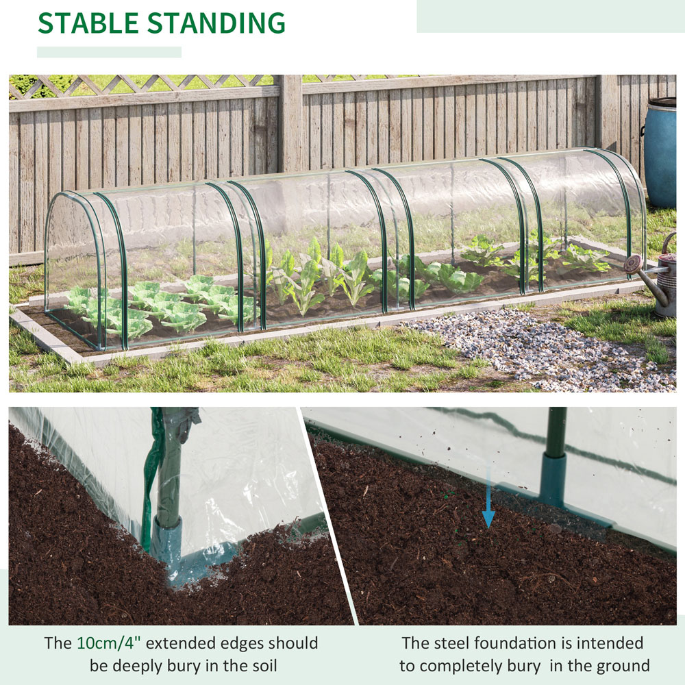 Outsunny Long Plastic Cover Tunnel 12.9 x 3.2ft Greenhouse Image 3