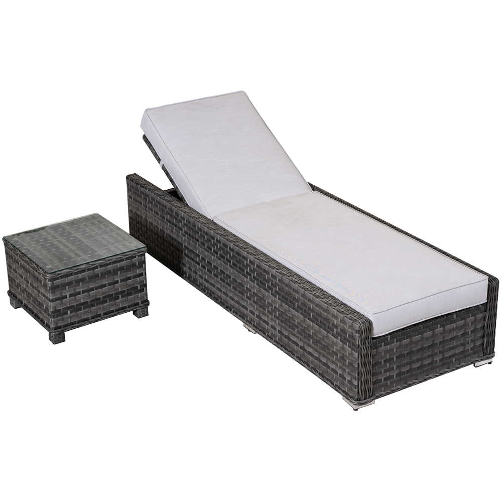 Direct Wicker Grey 5-Position Sun Lounger with Side Table Image 2