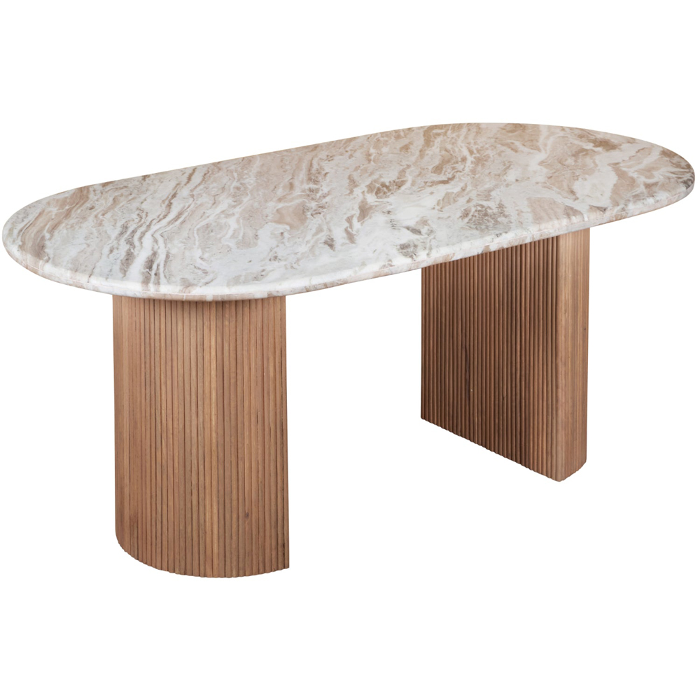IH Design Bundi 8 Seater Natural Marble and Wood Pedestal Dining Table Image 3