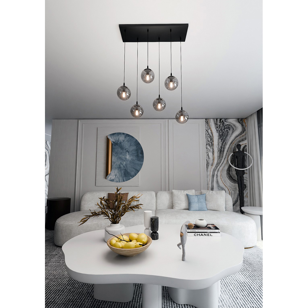 Emibig Cosmo 6 Light Graphite Shade Black E14 Ceiling Pendant Light Image 5