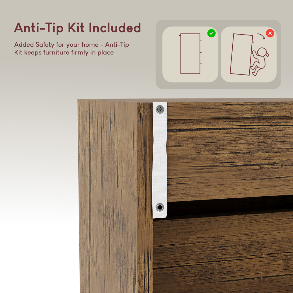 Vida Designs 3 Drawer Antique Brown Shoe Cabinet Image 8