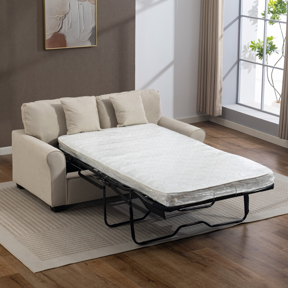 Artemis Home Lewiston 2 Seater Beige Fabric Sofa Bed Image 8