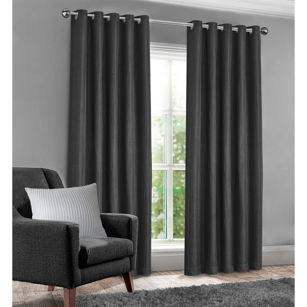 Velosso Waffle Charcoal Blackout Curtains 183 x 168cm Image 4