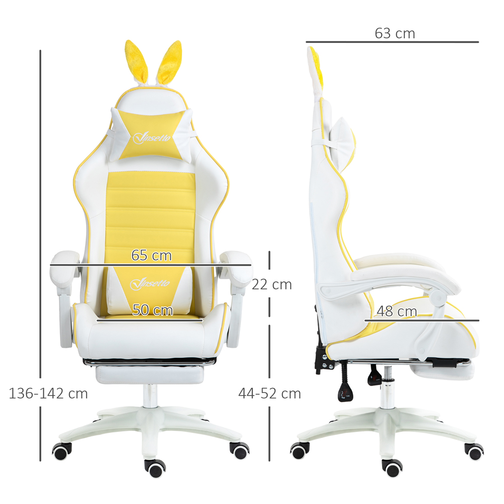 Portland Yellow Rabbit Ear Gaming Chair with Footrest Image 9