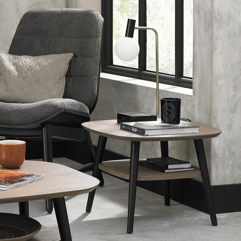 Bentley Designs Single Shelf Vintage Weathered Oak Lamp Table Image 4