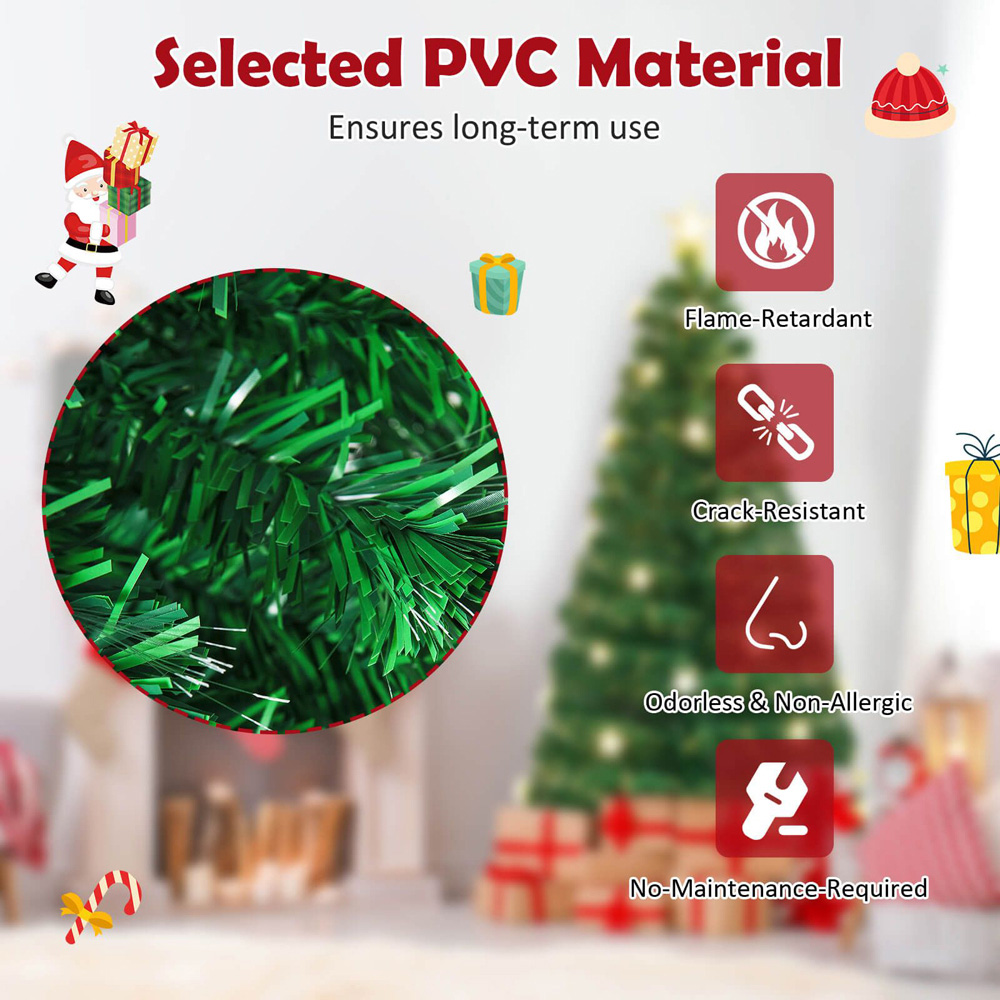 Costway Pre Lit Warm White Star Fibre Optic LED Artificial Christmas Tree 5ft Image 6