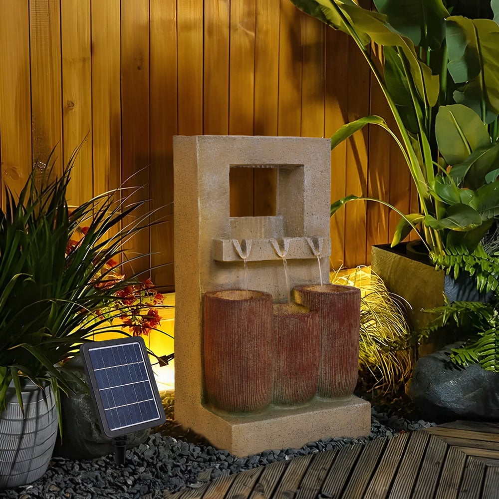 Living and Home Retro Solar Powered LED Light Water Fountain Image 7