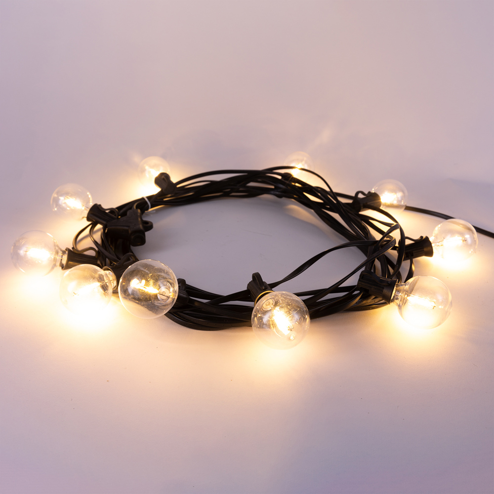 TCP Warm White Clear Filament Globe LED Festoon Lights 10m Image 4