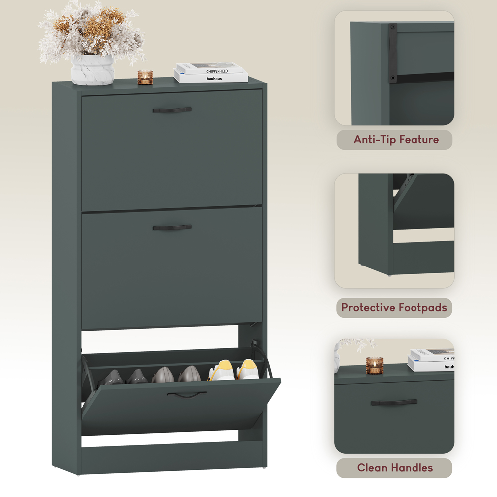 Vida Designs 3 Drawer Green Shoe Cabinet Image 5