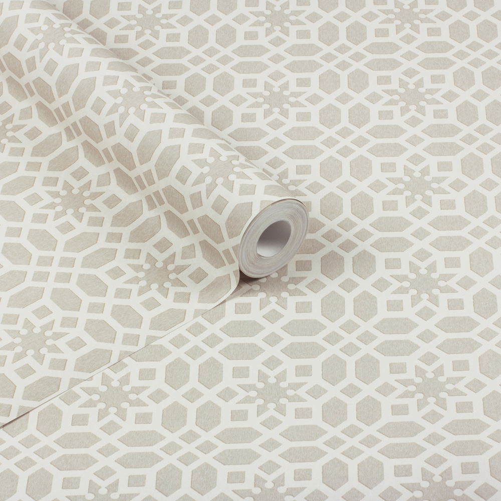 RHS Star Trellis Taupe Wallpaper Image 2