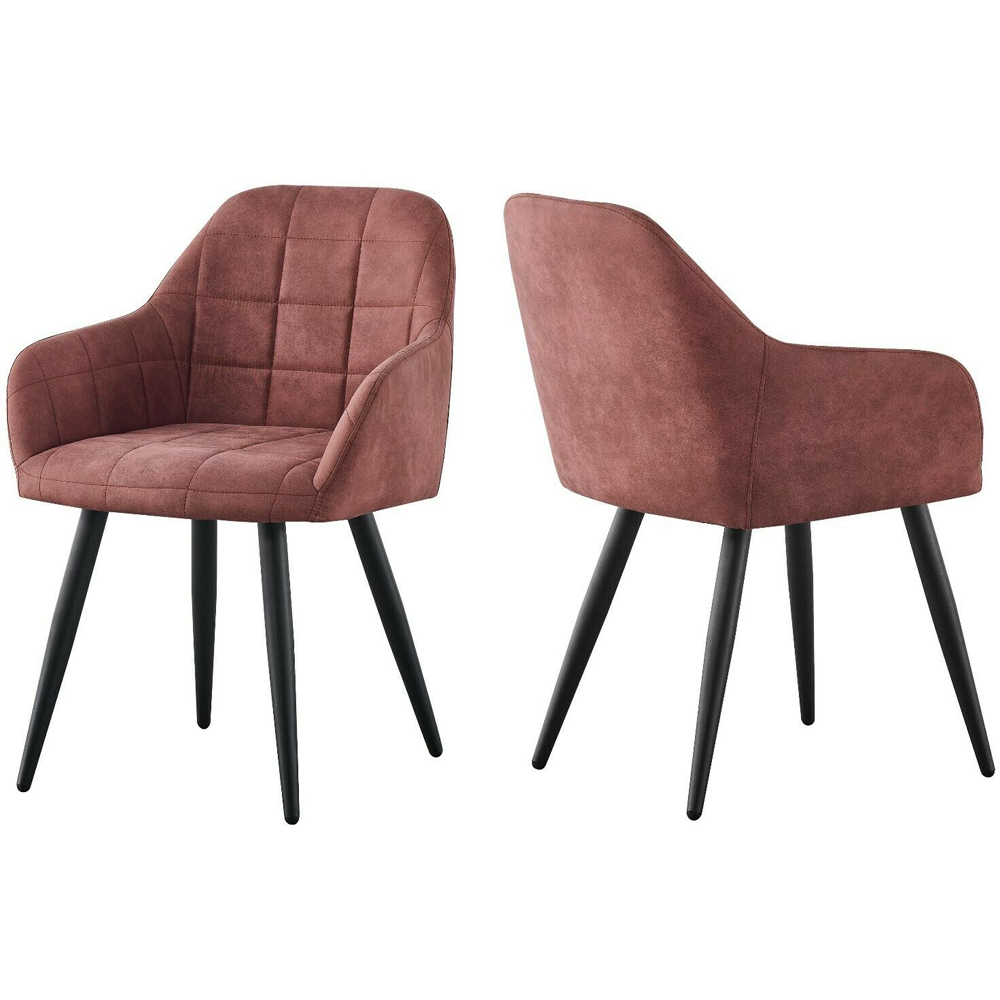 Adrian Set of 2 Pink Suede Faux Leather Dining Chairs Image 2