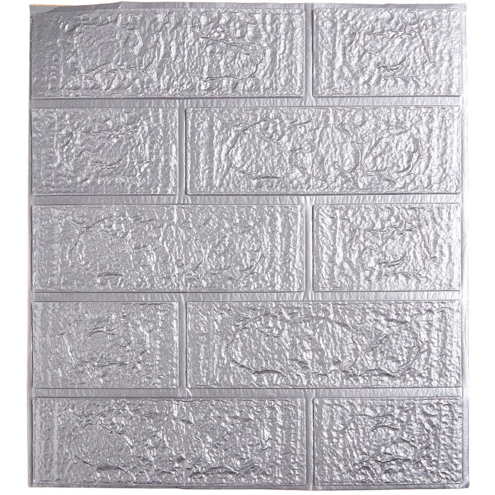 Living and Home 3D Brick Texture Silver Grey Wall Sticker 15 Pack Image 2