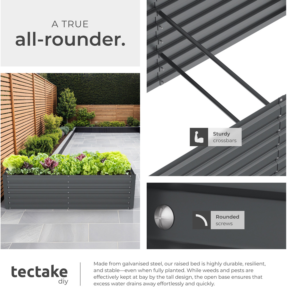 tectake Galvanised Steel Raised Garden Bed 1100L 200 x 80 x 56cm Image 5