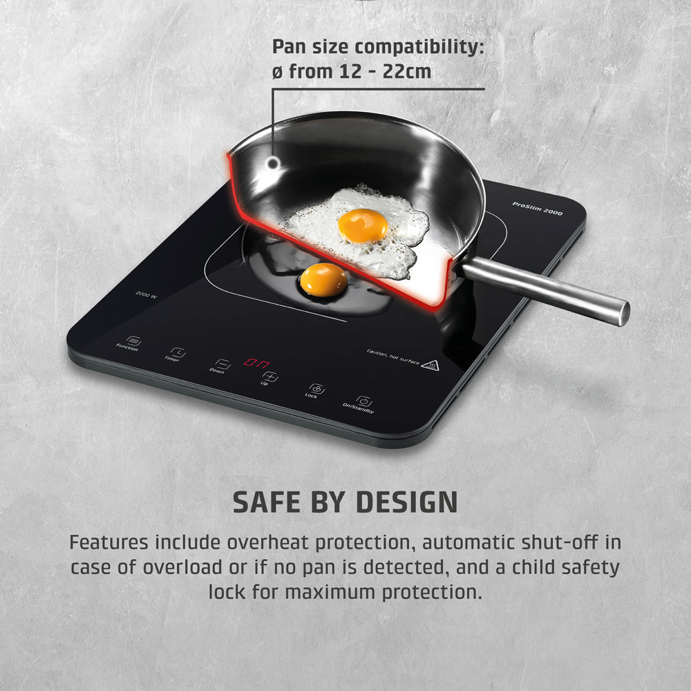CASO Design Caso ProSlim 2000 Black Portable Induction Hob 2000W Image 7