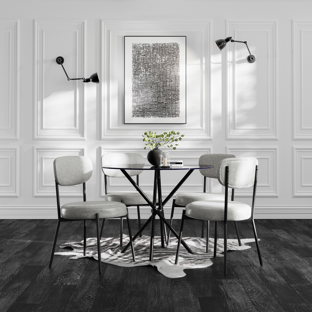 LPD Home Casa Smoked Top and Black Legs 4 Seater Dining Table Image 4