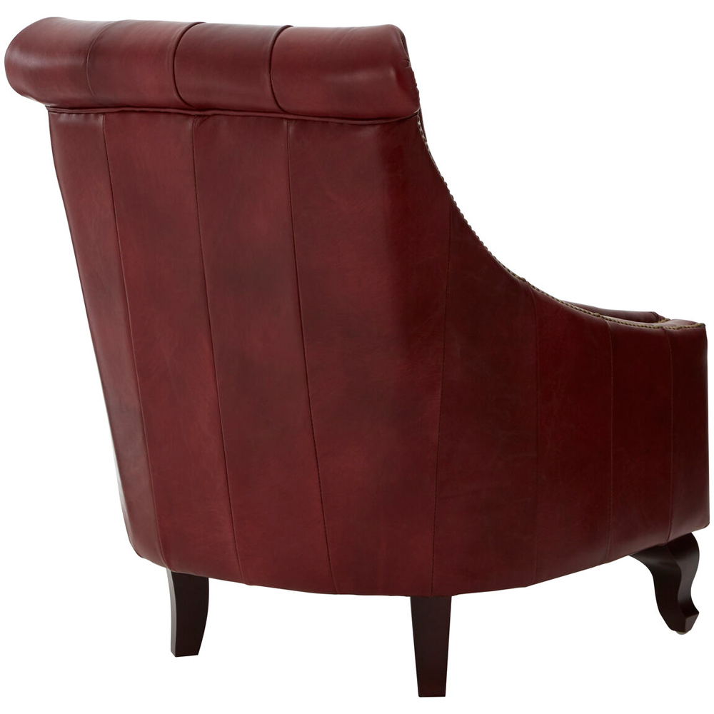 Premier Housewares Victor Deep Red Leather Tufted Back Lounge Chair Image 4