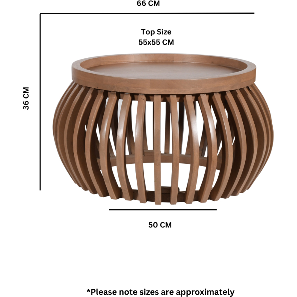 IH Design Jodhpur Solid Wood Small Round Low Coffee Table Image 5