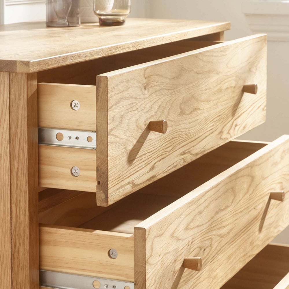 Julian Bowen Coxmoor 5 Drawer Oak Wide Chest of Drawers Image 2