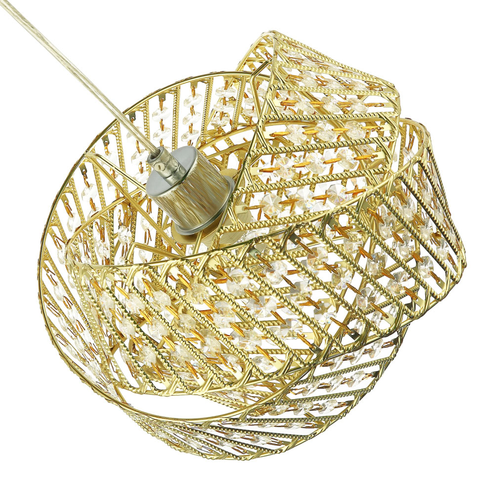 Happy Homewares 3 Ring Gold Pendant Light Shade with Acrylic Bead Image 5