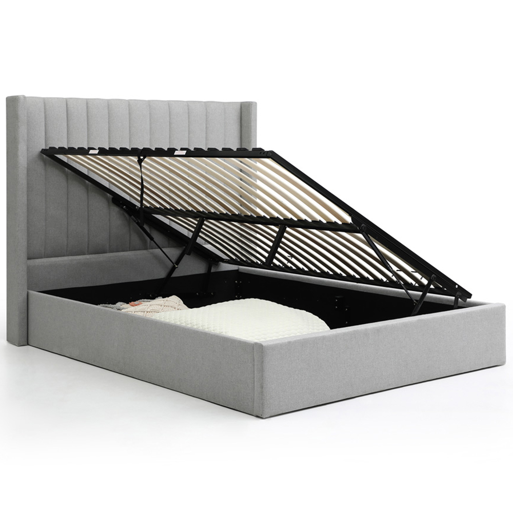 Atticus King Grey Faux Wool Ottoman Bed Image 5