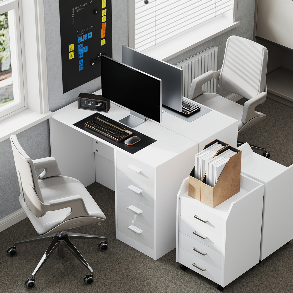 HOMCOM 4 Drawer High Gloss Computer Desk Image 6