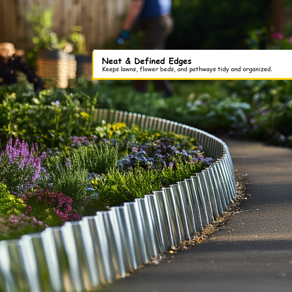 Nicoman Silver Corrugated Metal Lawn Edging Garden Border Roll 5m Image 6