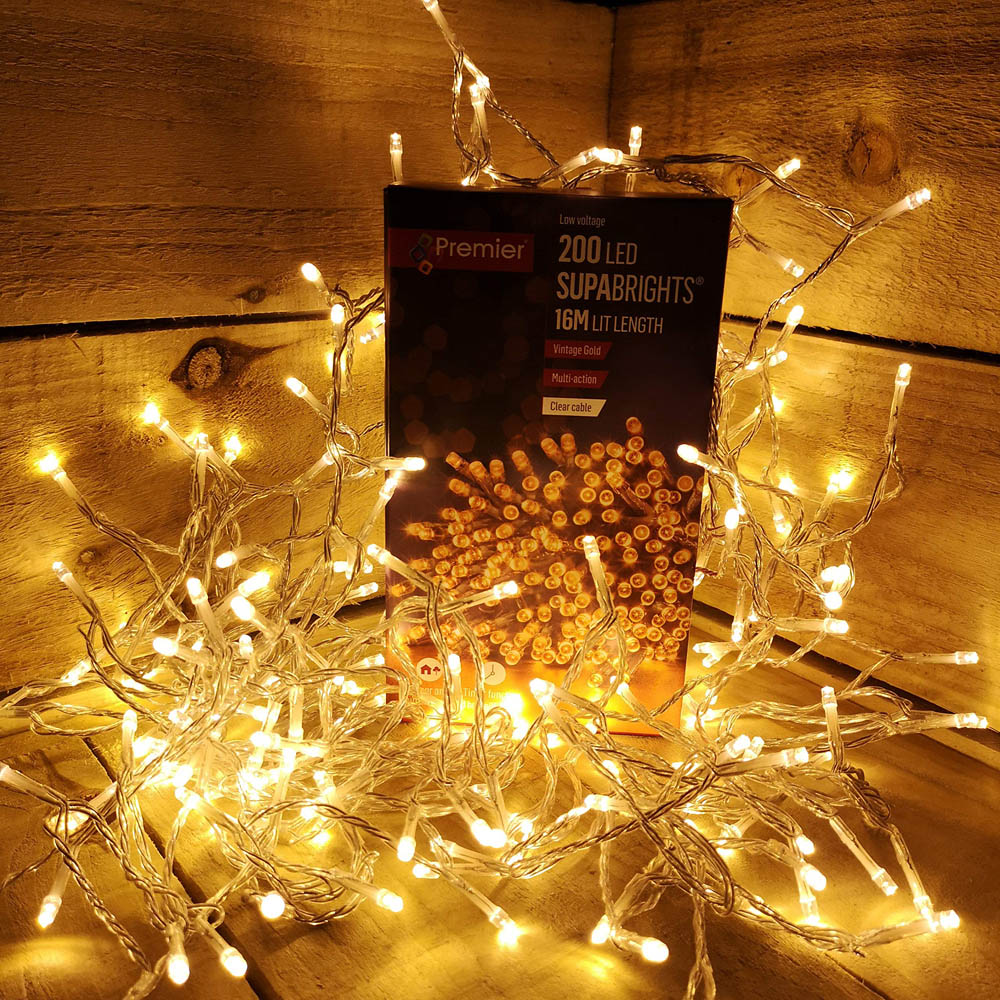 Premier SupaBrights 200 Vintage Gold LED Christmas String Light 16m Image 7