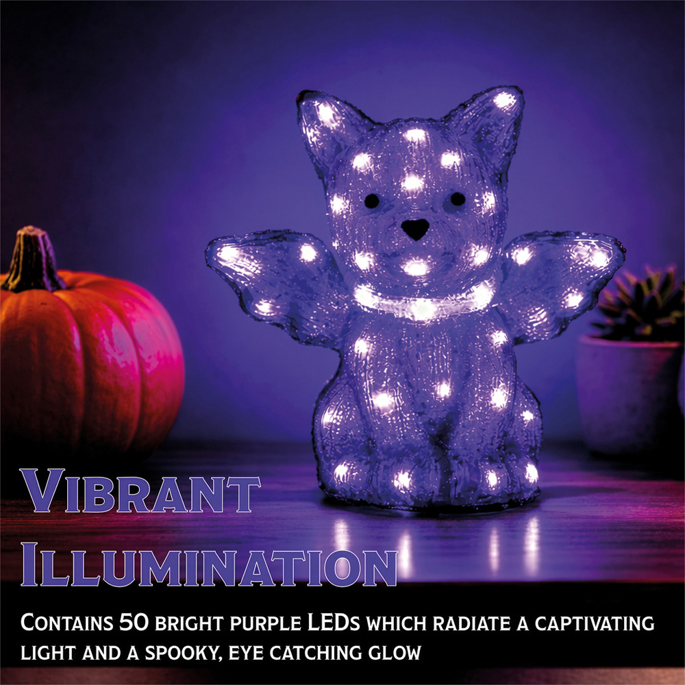 FXLab 50 Bright Purple LED Halloween Bat Decoration 27.5 x 18 x 29cm Image 5