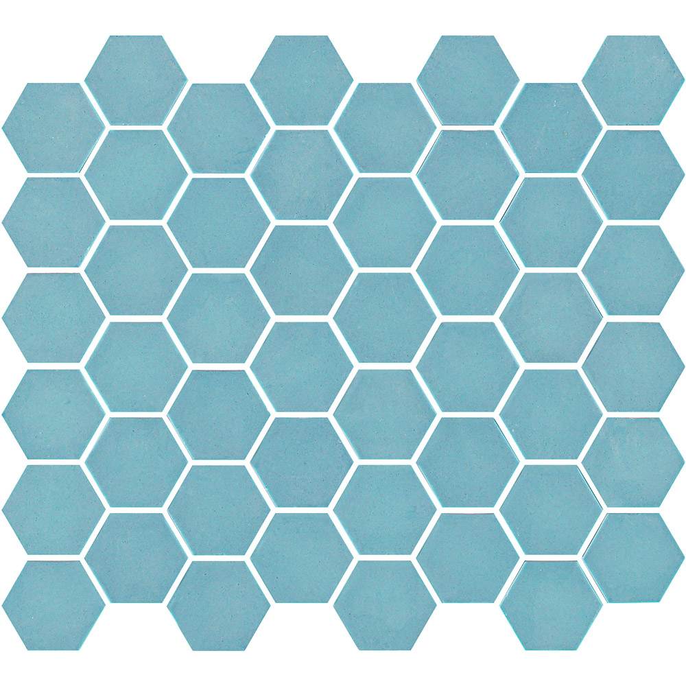 Top Ceramics Matt Turquoise High Gloss Hexagon Mosaic Wall Tile 330 x 298mm Image 2
