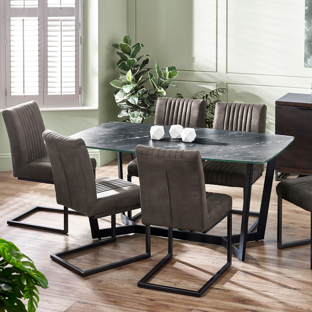 Julian Bowen Olympus 6 Seater Dining Table Black Marble Image 6