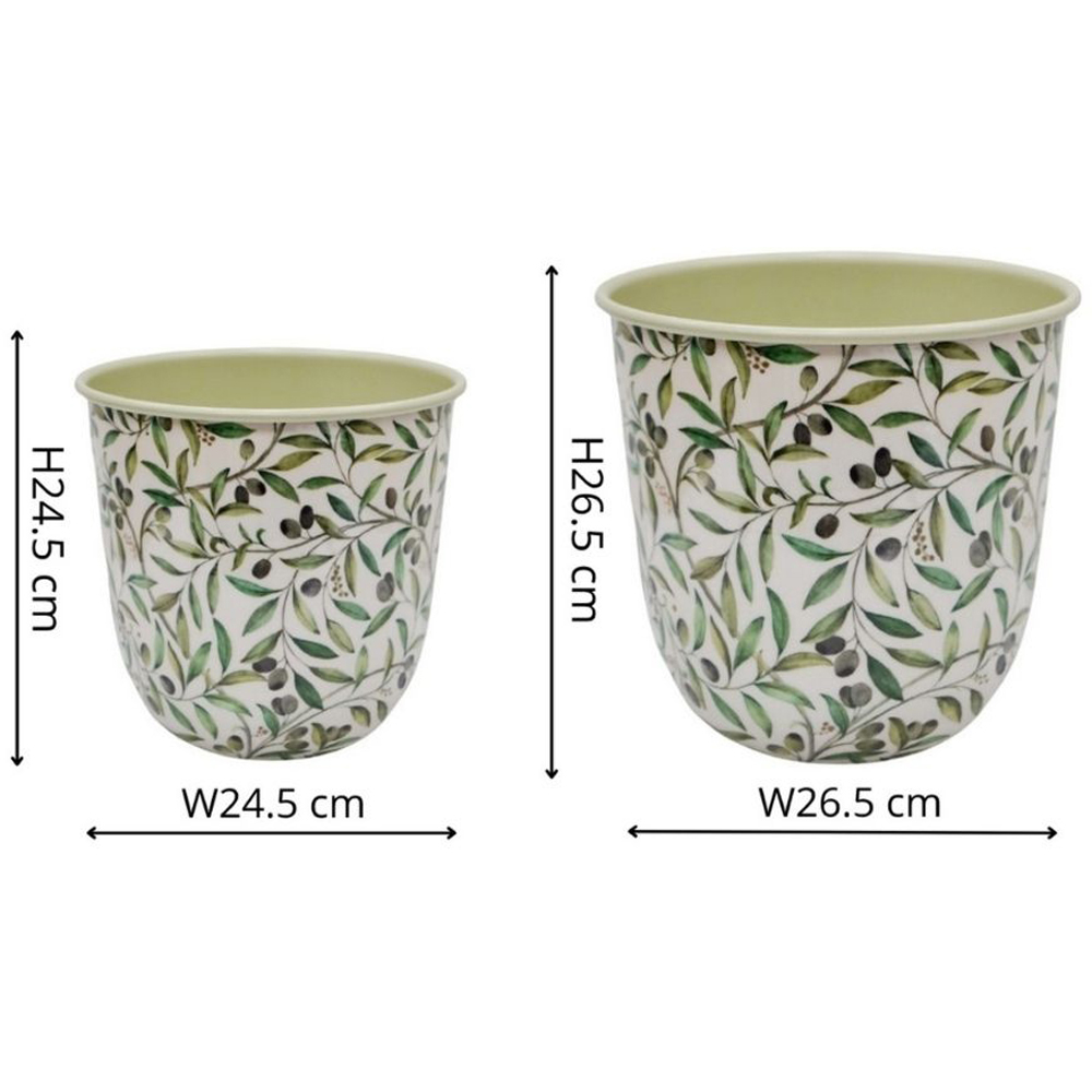 Ivyline Maisie Olive Green Vintage Metal Large Planter 2 Pack Image 4
