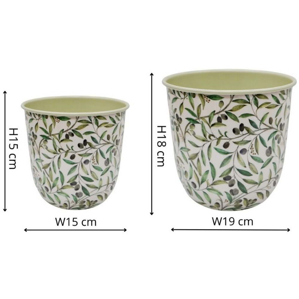 Ivyline Maisie Olive Green Vintage Metal Small Planter 2 Pack Image 4
