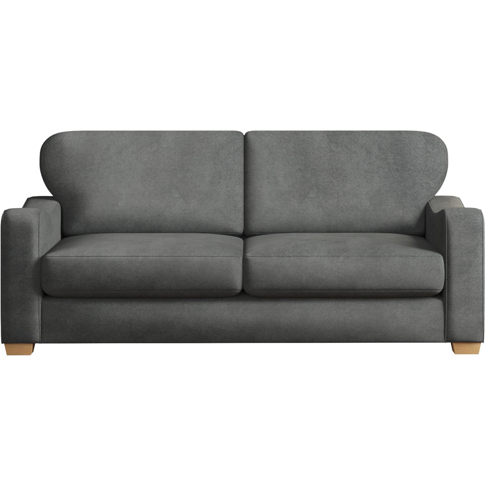 Theadford 3 Seater Steel Plush Velvet Fixed Back Sofa Image 2