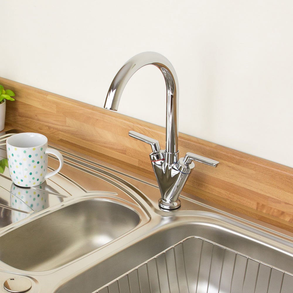 Nes Home Corry Chrome Swivel Spout Mono Kitchen Mixer Tap Image 2