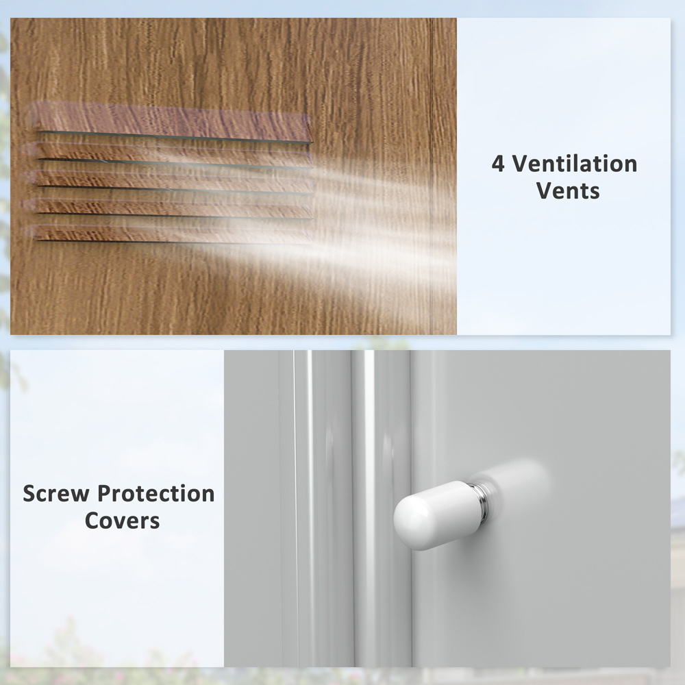 Outsunny 6.5 x 3.5ft 2 Door Brown Wood Effect Metal Garden Shed Image 6